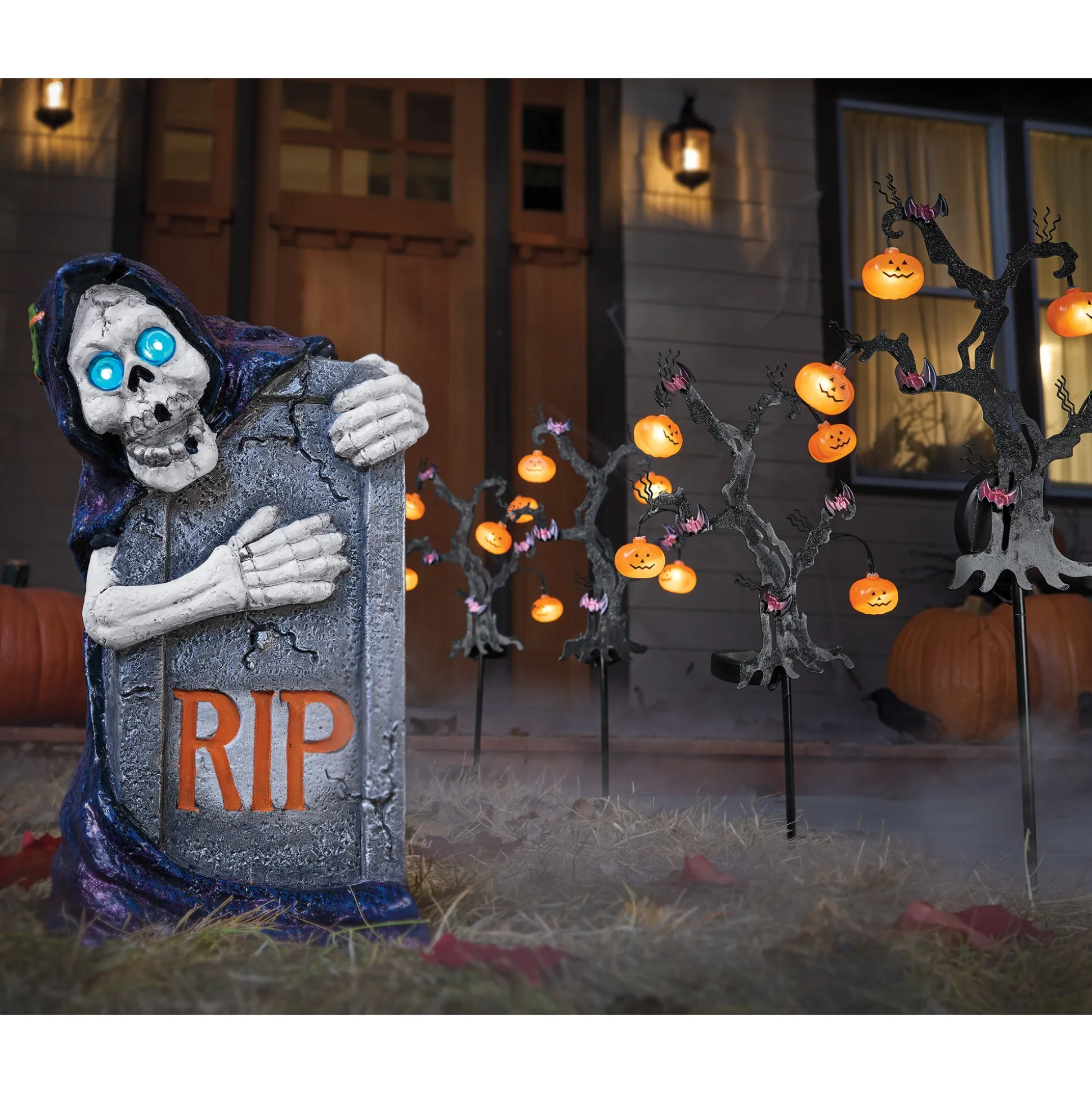 Set of 2 Solar Haunted Tree Stakes
