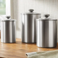 Set of 3 Stainless Steel Canister Set