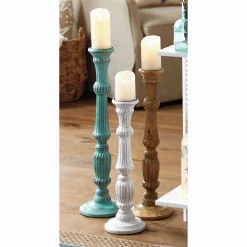 Set of 3 Turned Floor Candleholders