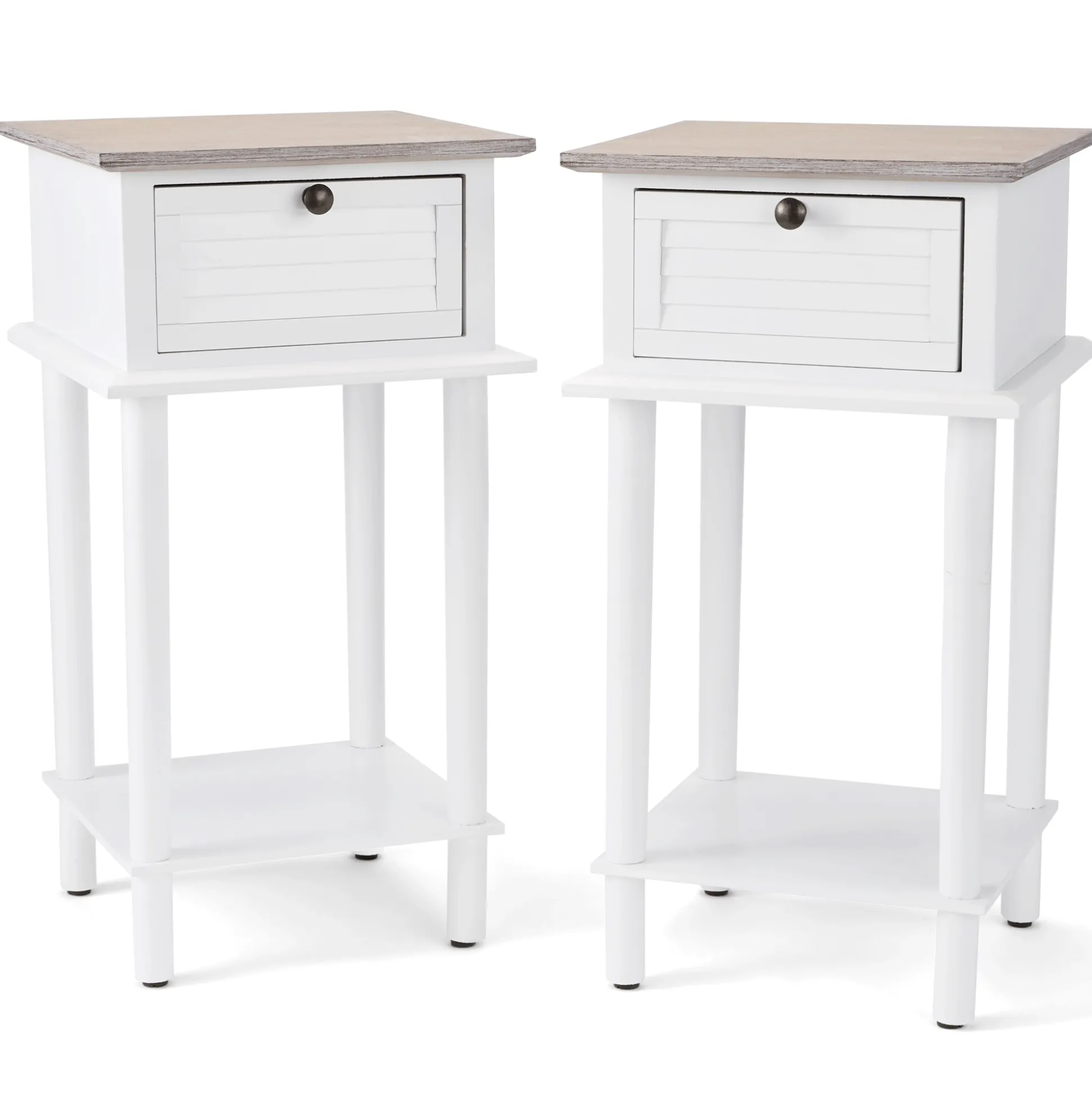 Set of 2 Wood Shutter Side Tables