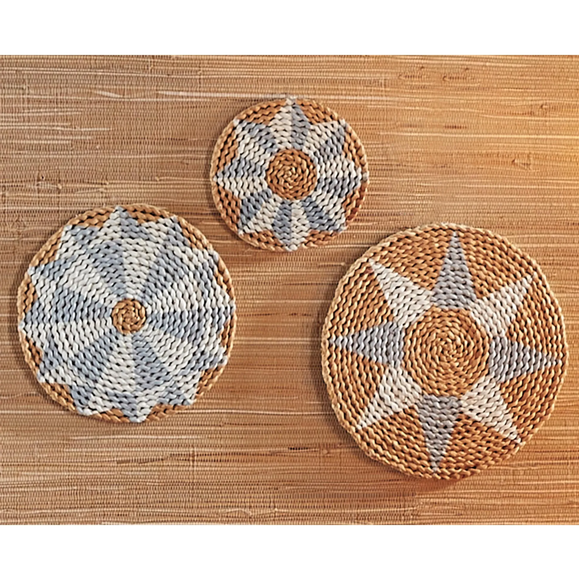 Set Of 3 Woven Textured Wall Art