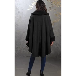Sherpa-Trimmed Matching Fleece Cape with Gloves