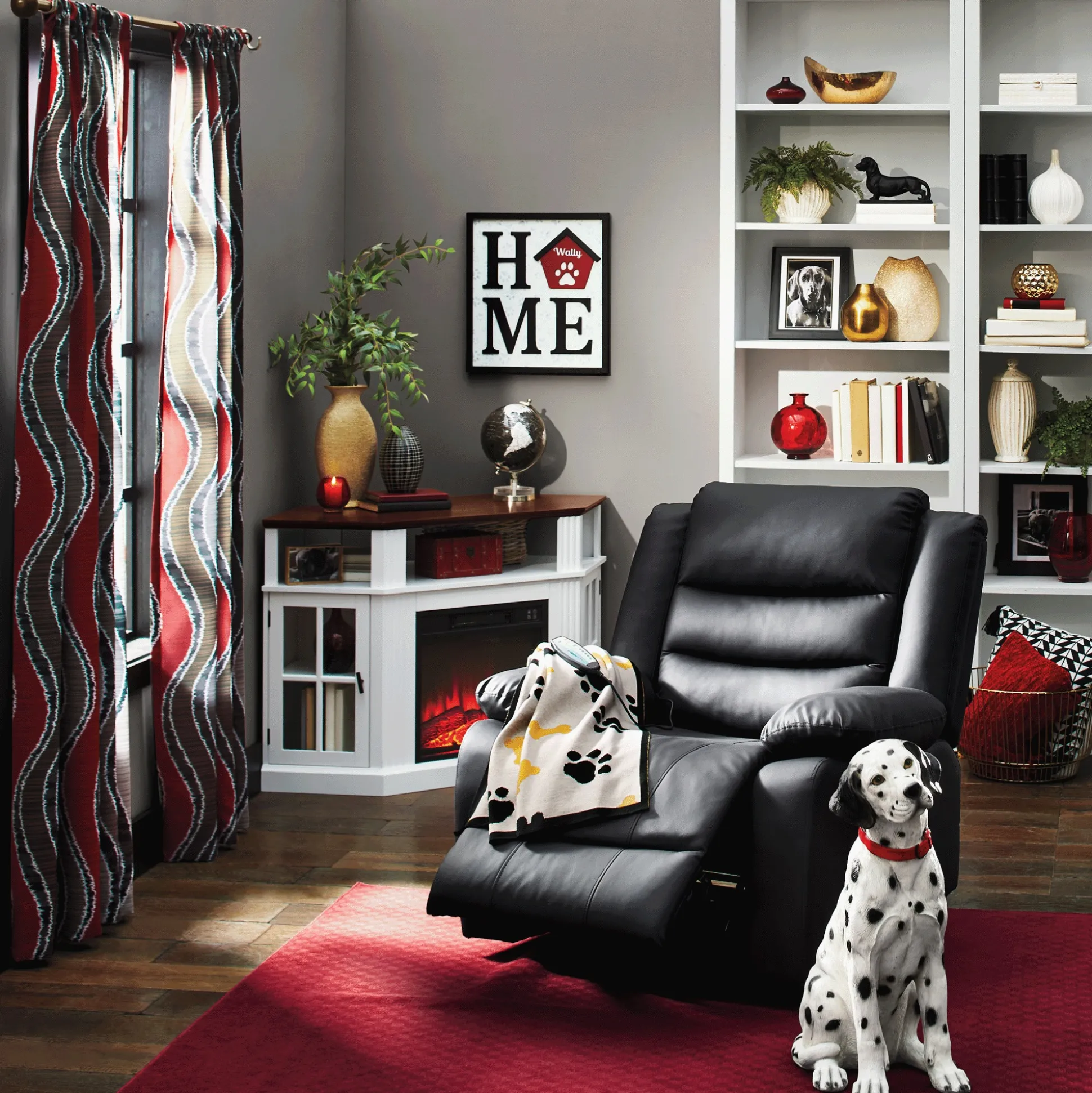 Side-Display Corner Fireplace with Remote