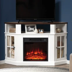 Side-Display Corner Fireplace with Remote