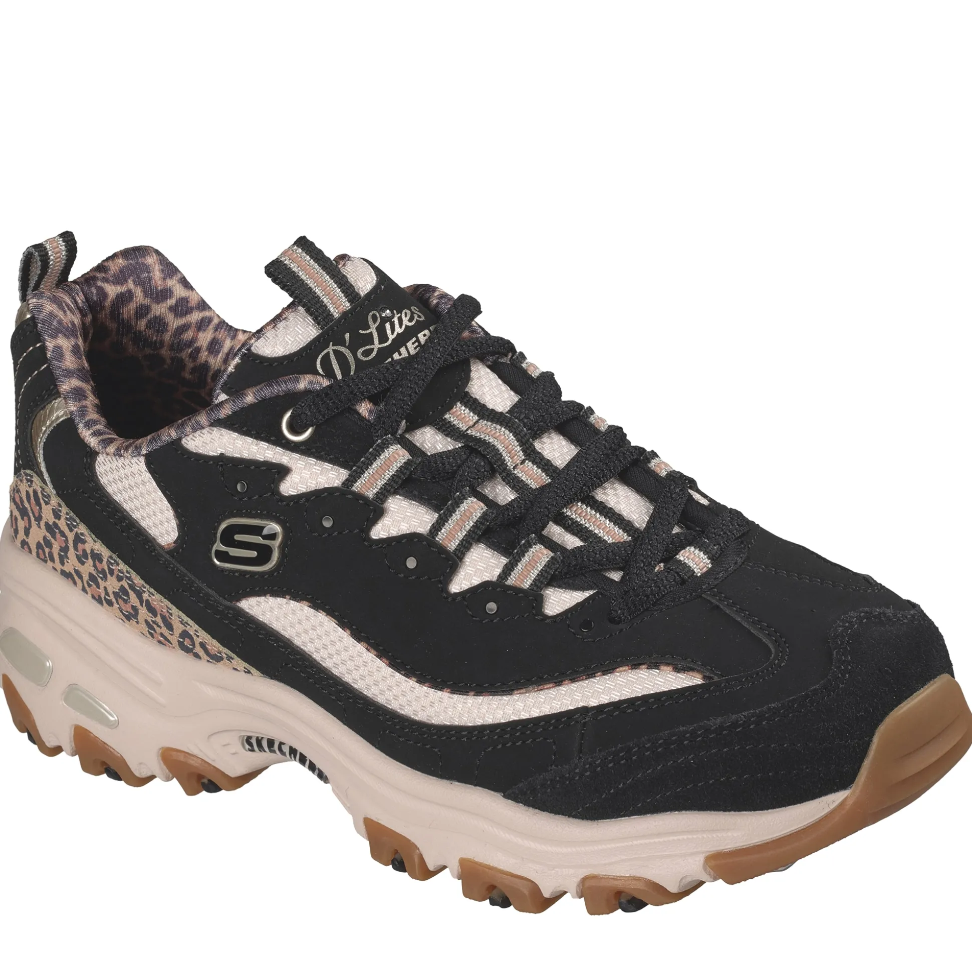 Skechers Women's D'Lites Leopard Lace-Up