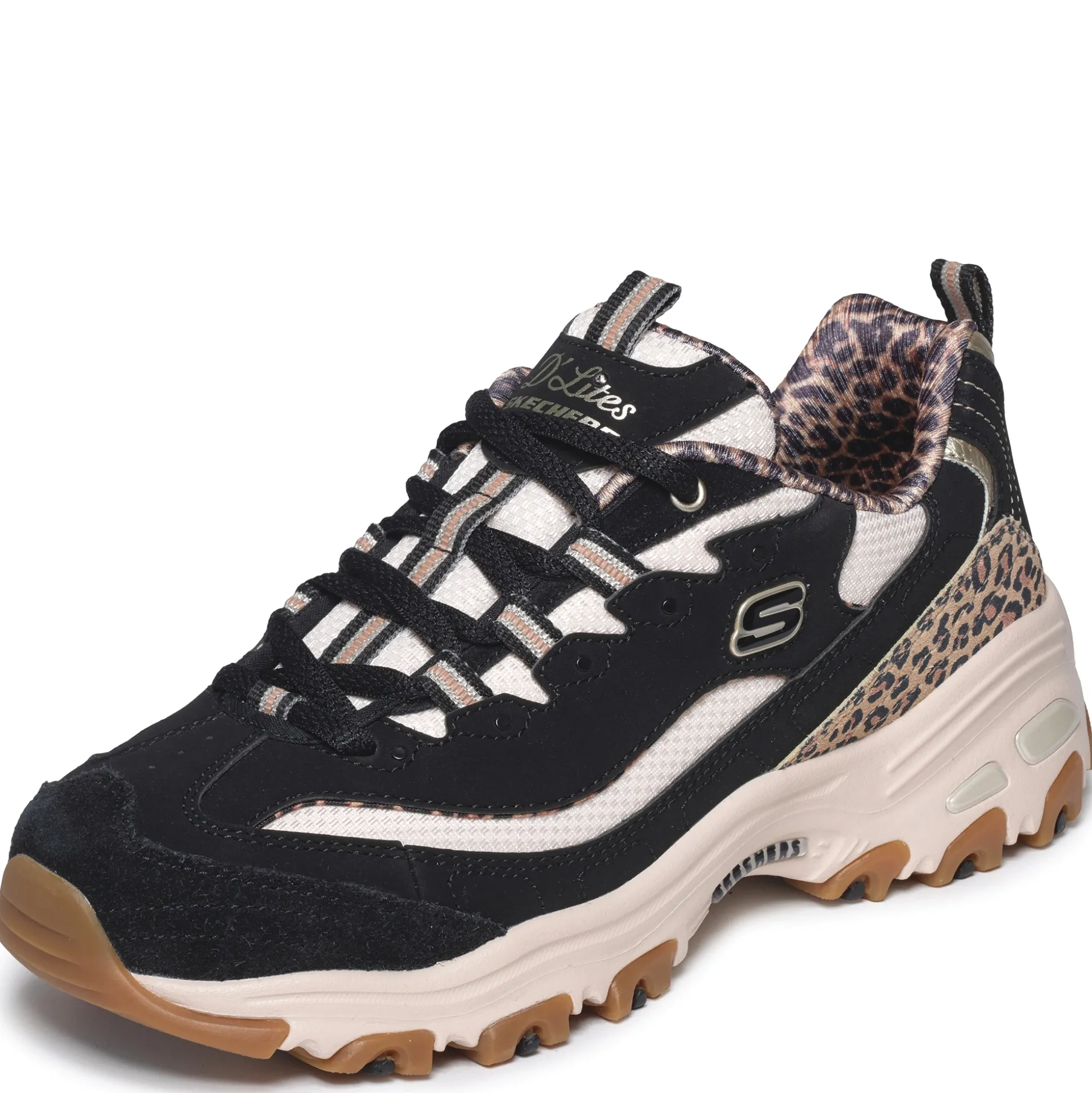 Skechers Women's D'Lites Leopard Lace-Up