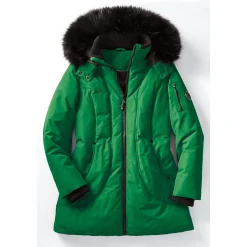 Snowfall Parka Puffer Coat with Detachable Hood and Faux-Fur Trim