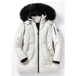 Snowfall Parka Puffer Coat with Detachable Hood and Faux-Fur Trim