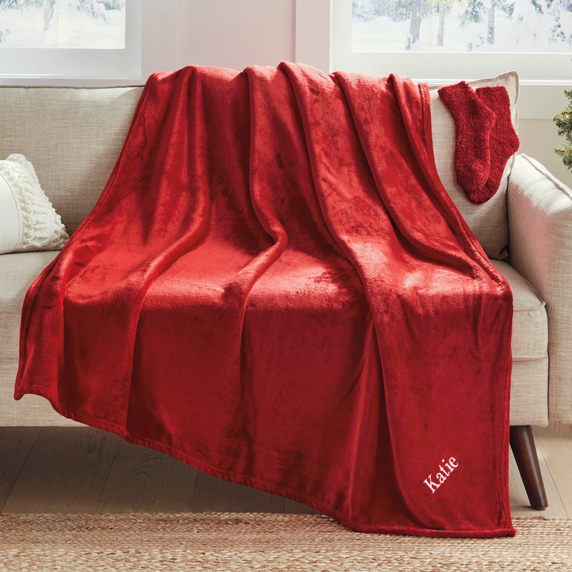 Snuggly Throw Blanket and Socks Gift Set
