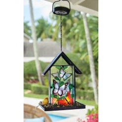 Solar Glass Butterfly Bird Feeder