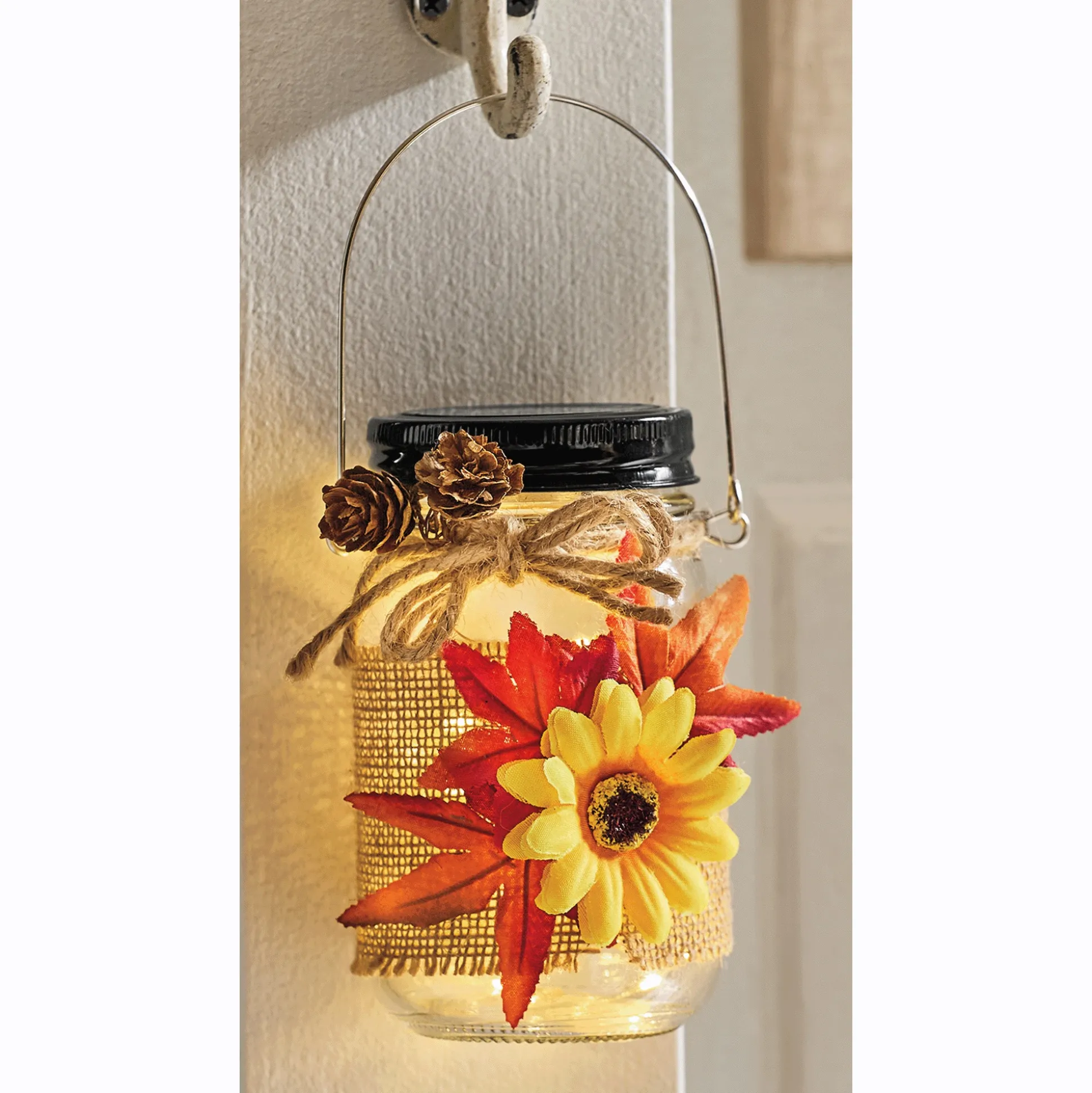 Solar Lit Fall Mason Jar