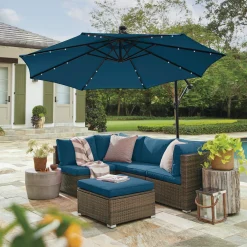 10' Solar Lit Offset Umbrella