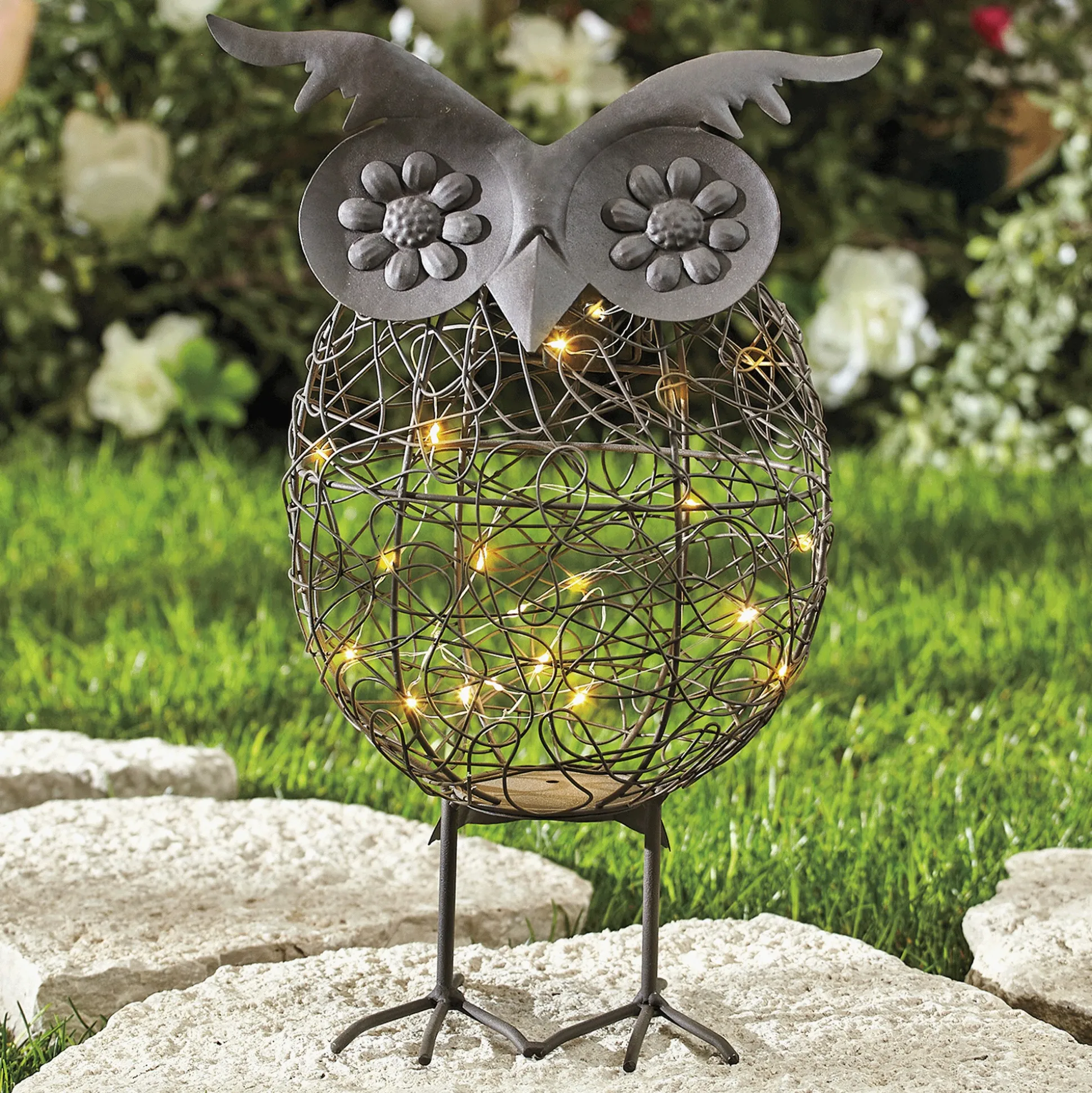 Solar Metal Garden Owl