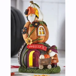 Solar Welcome Gnome Pumpkin House