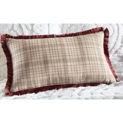 Spice Plaid With Fringe Decorative Pillow