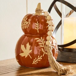Stacked Carved Pumpkins