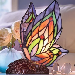 Stained Glass Butterfly Accent Lamp
