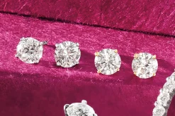 Sterling Lab-Created Diamond Round Solitaire Post Earrings