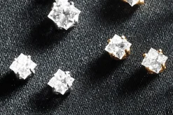 Sterling Lab-Created Diamond Princess Solitaire Post Earrings