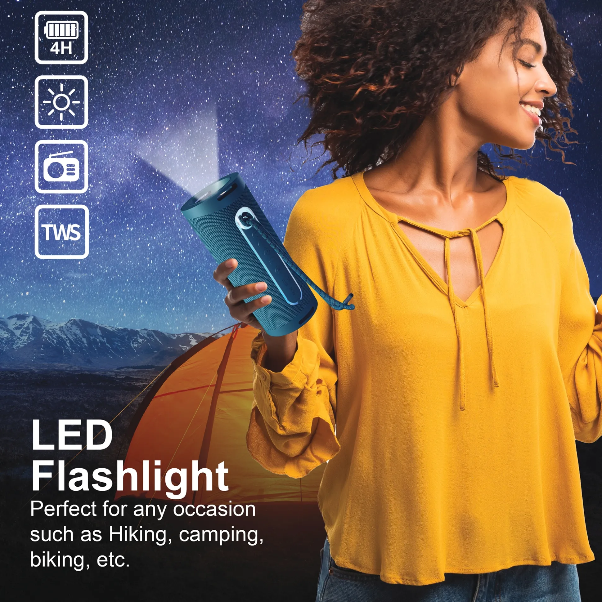 Supersonic Portable Speaker with Flashlight