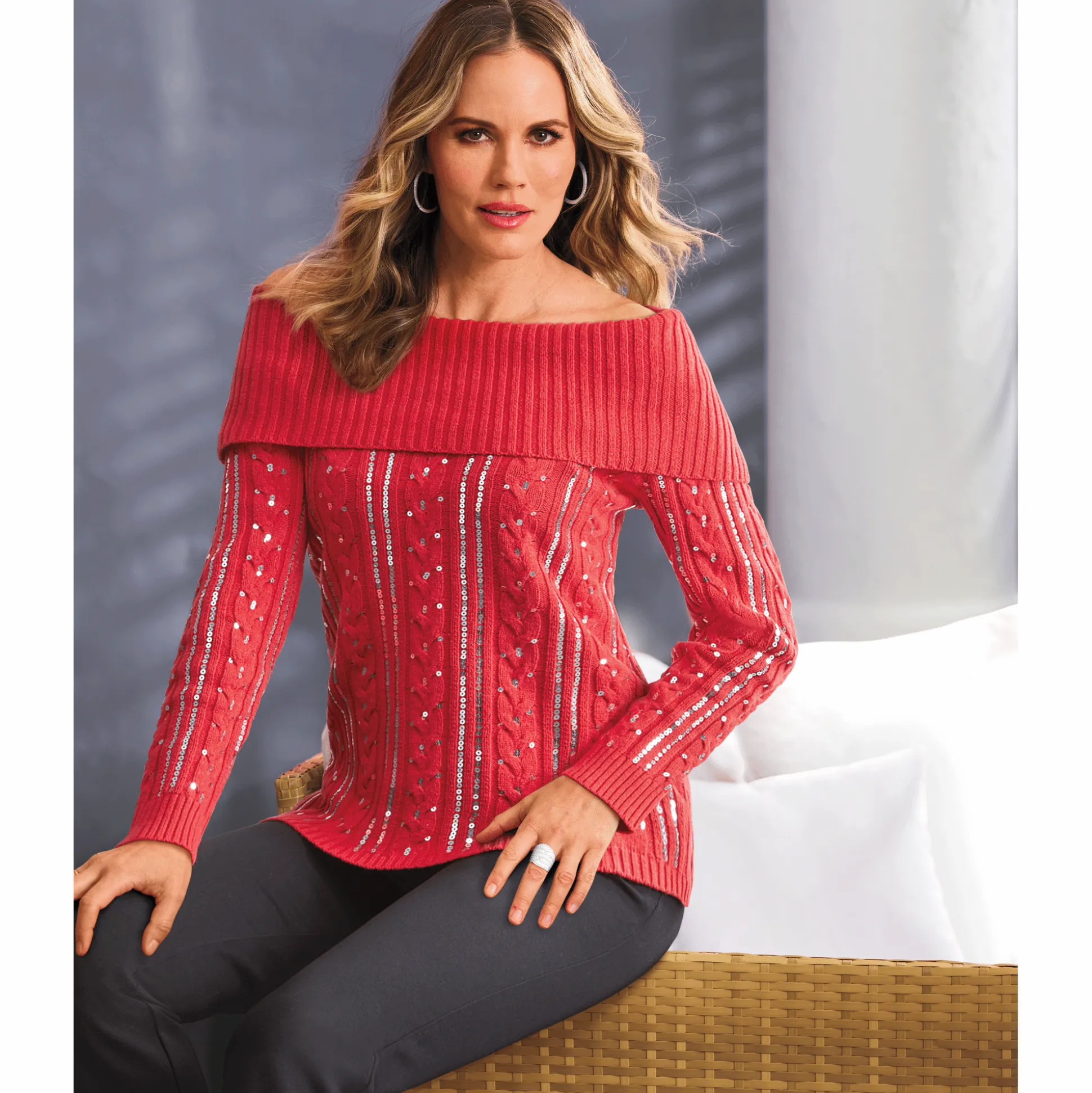 Suzie Sequin Cable Sweater