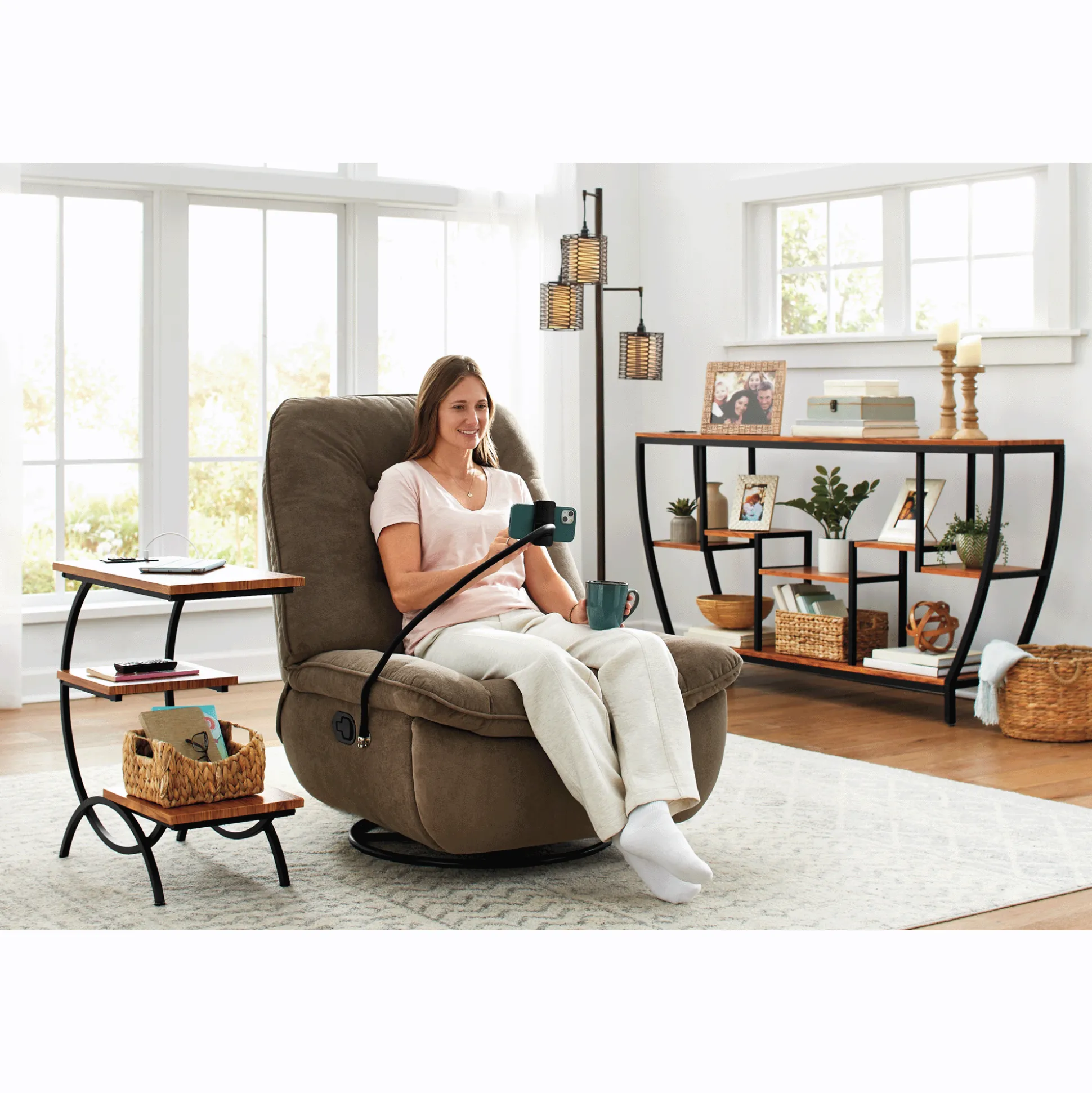 Swivel Rocker Recliner with Phone Holder