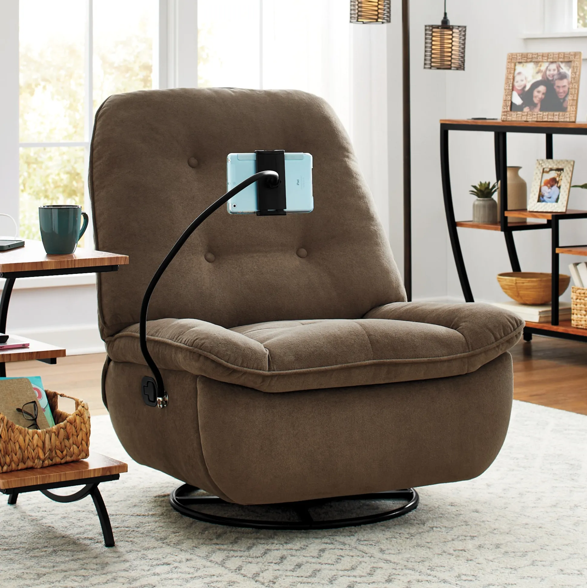 Swivel Rocker Recliner with Phone Holder