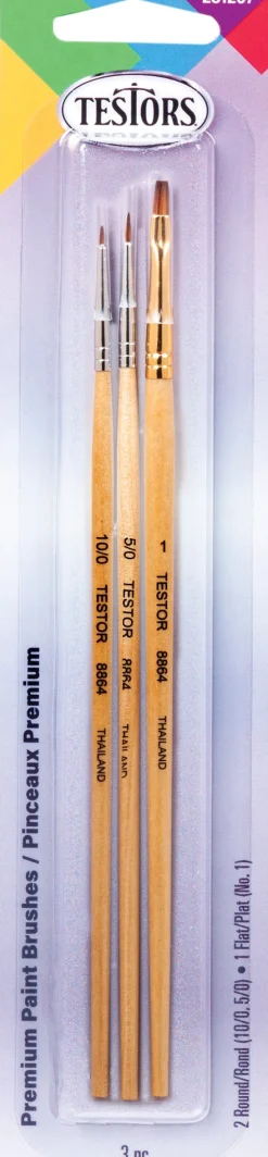 Testors 3-Piece Assorted Paint Brush Set