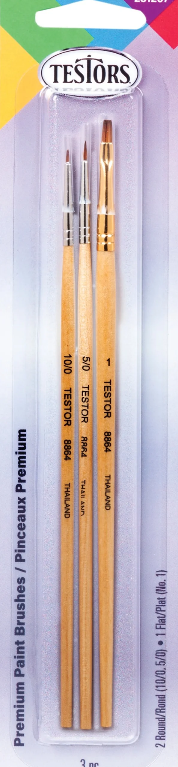 Testors 3-Piece Assorted Paint Brush Set