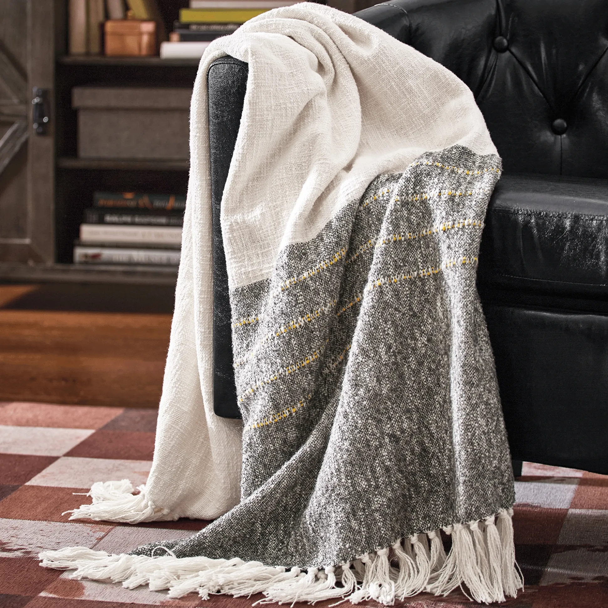 Textured Accent Stripe Throw