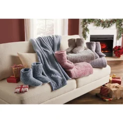 Ultraplush Throw Blanket and Bootie Slippers Gift Set