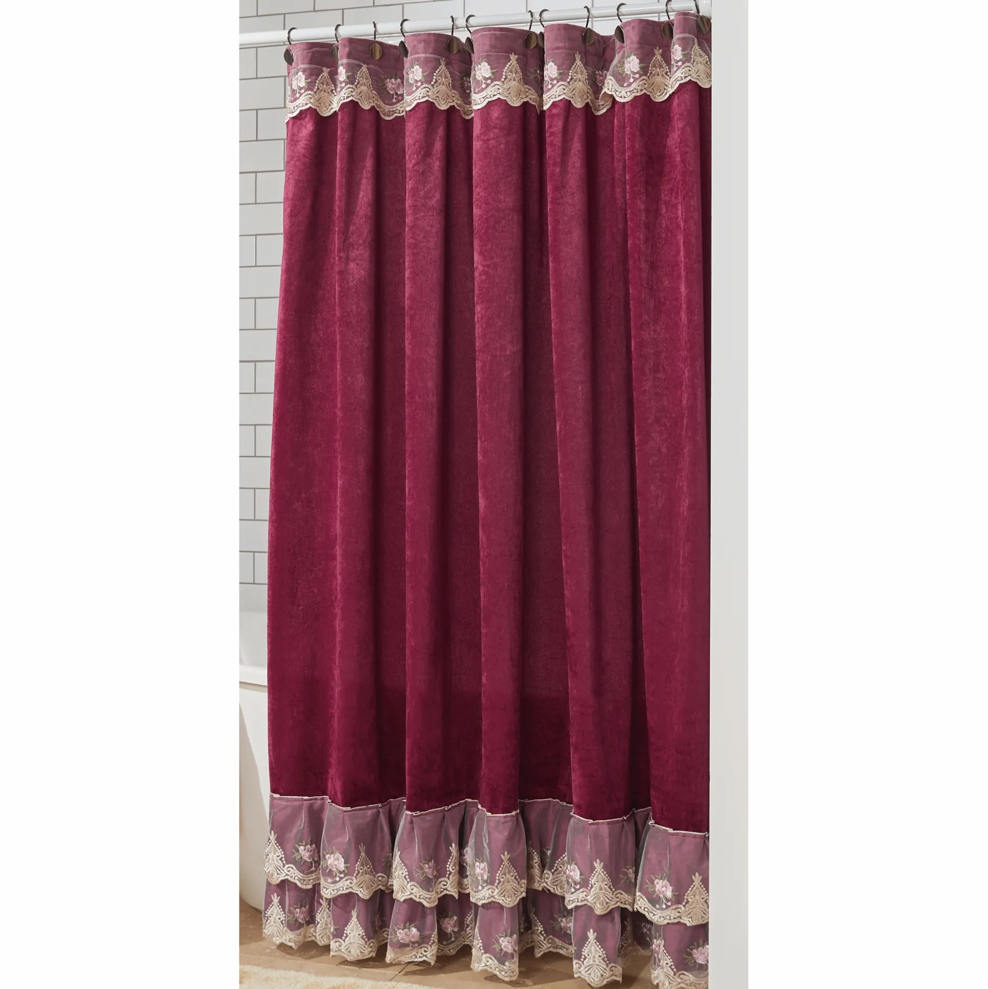 Velvet Ruffle Shower Curtain