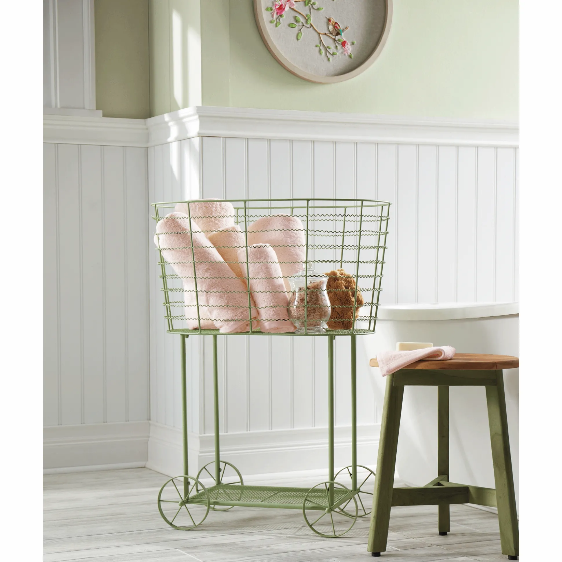 Vintage Rolling Laundry Cart