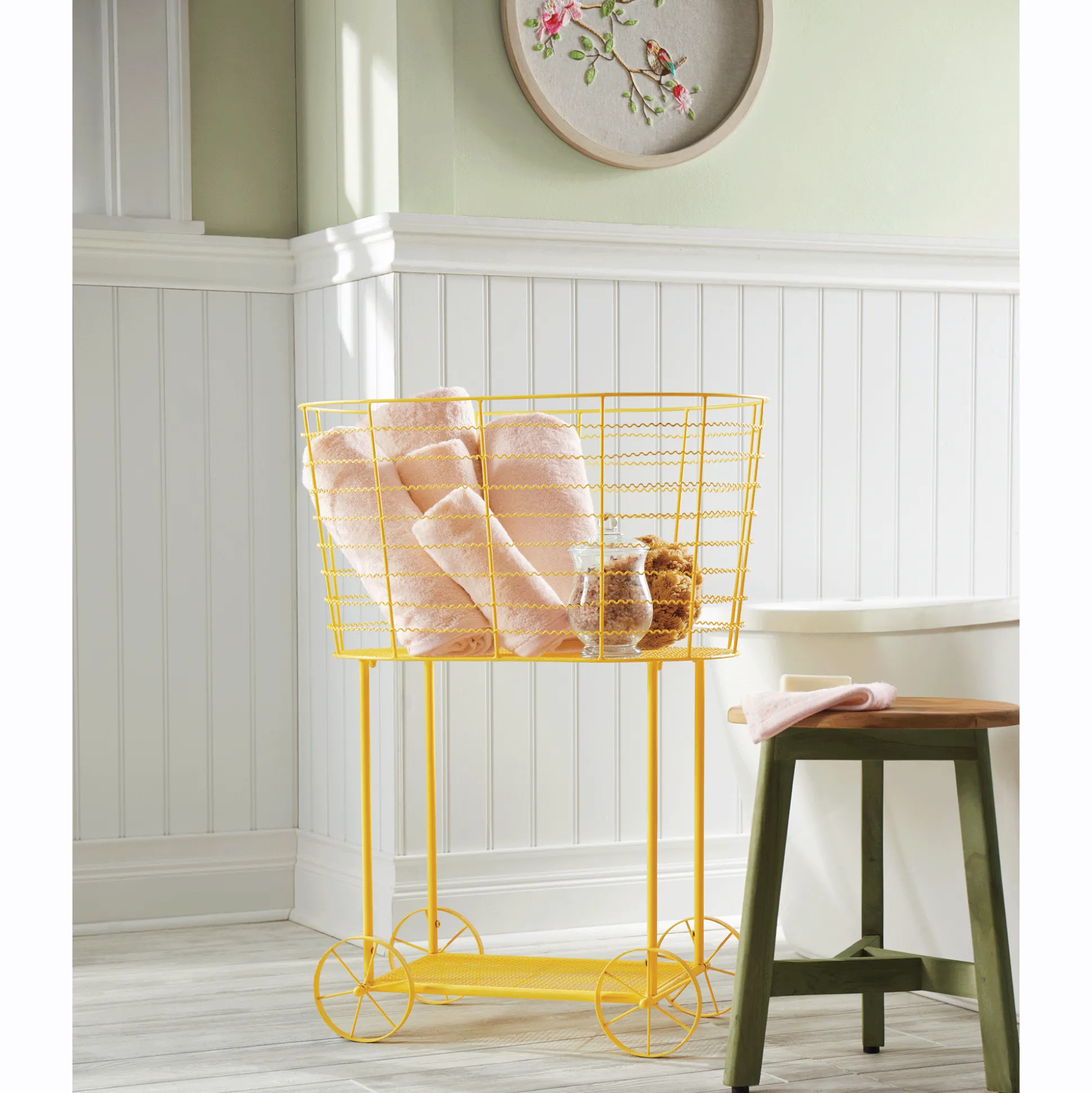 Vintage Rolling Laundry Cart