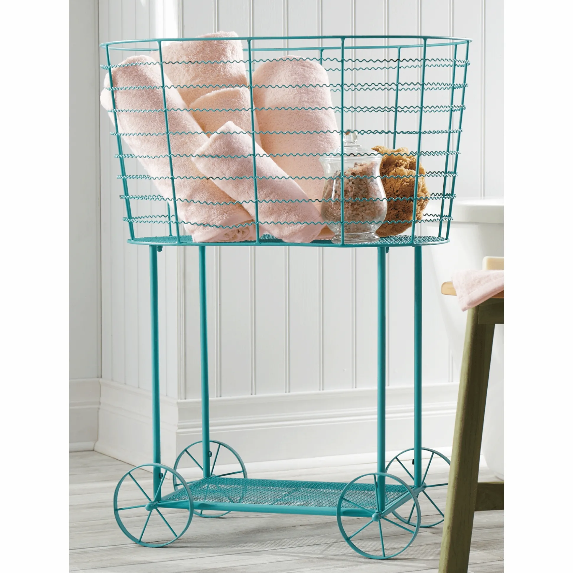 Vintage Rolling Laundry Cart