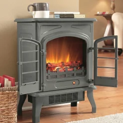 1500W Electric Fireplace Stove Heater with Remote & Realistic Flame Effect