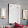 White Bead Mirror and Sconce Set