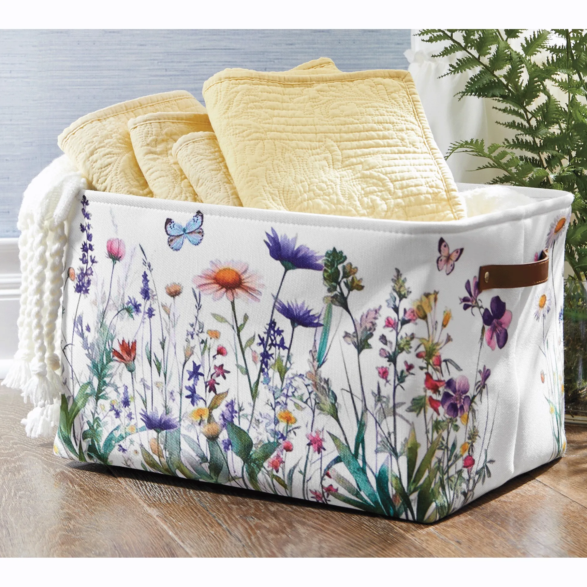 Wildflower Printed Tote Basket