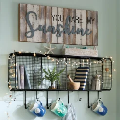 Wire Wall Shelf with Hooks