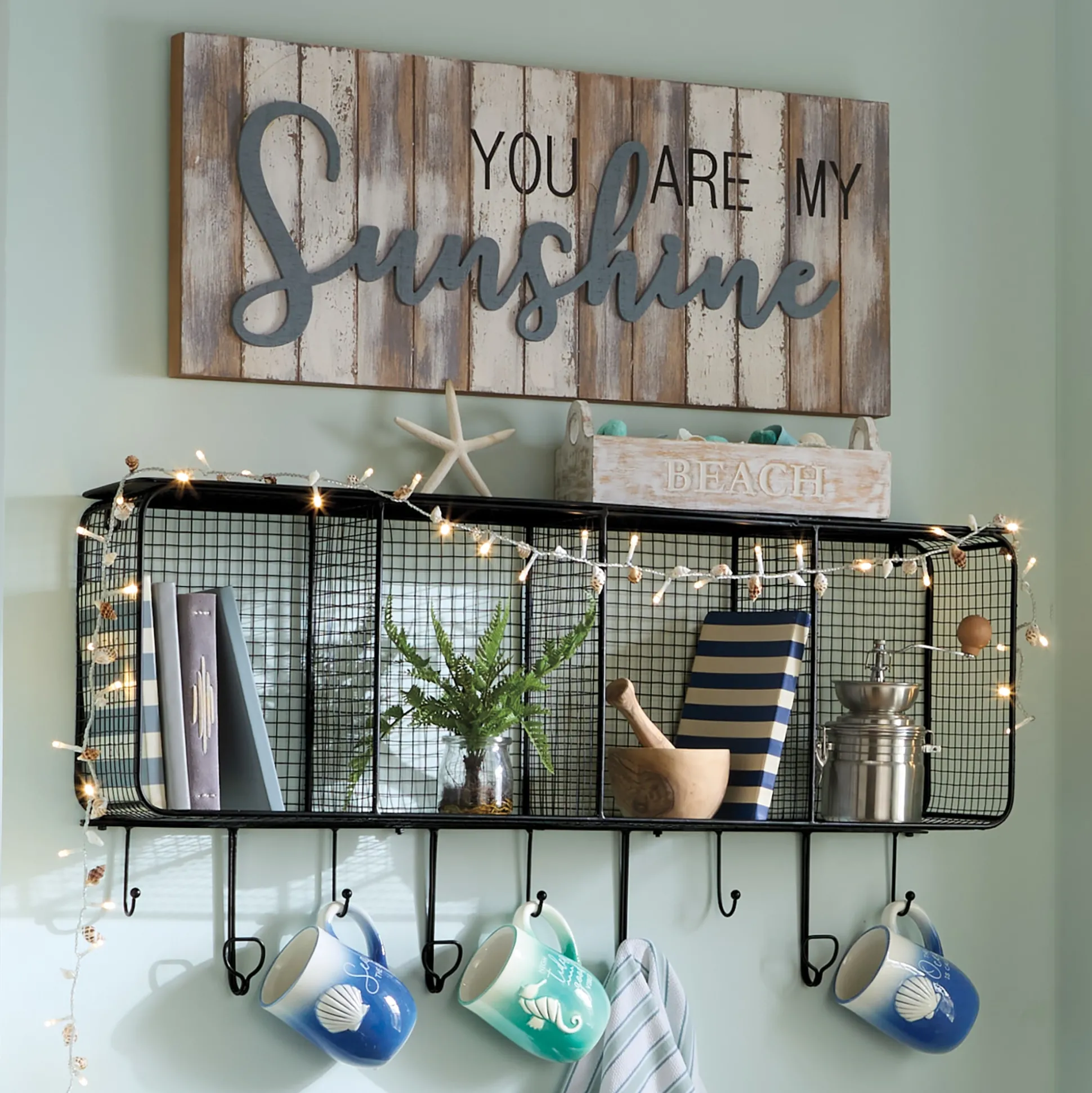 Wire Wall Shelf with Hooks