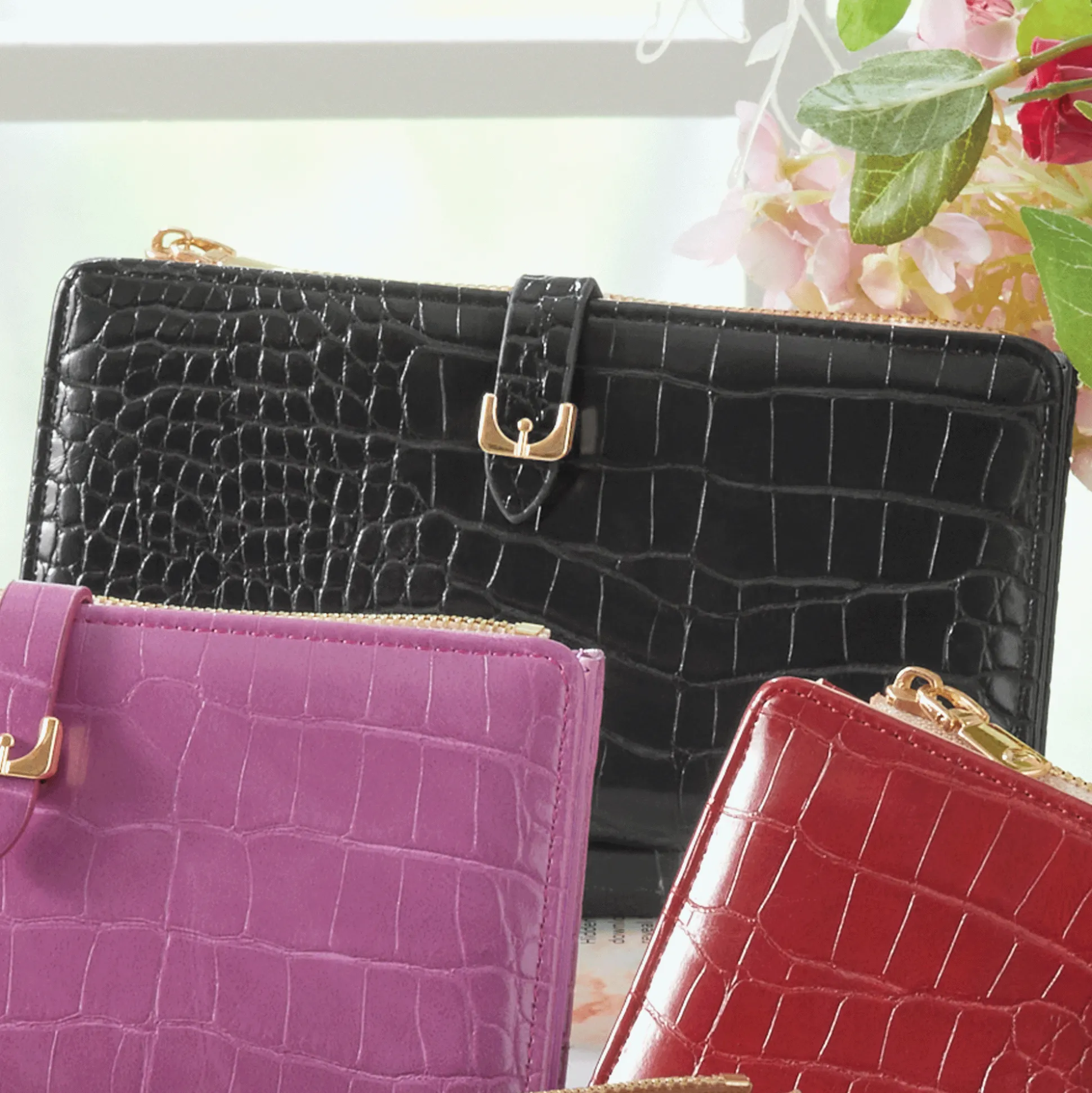 Women's Faux-Croco Wallet