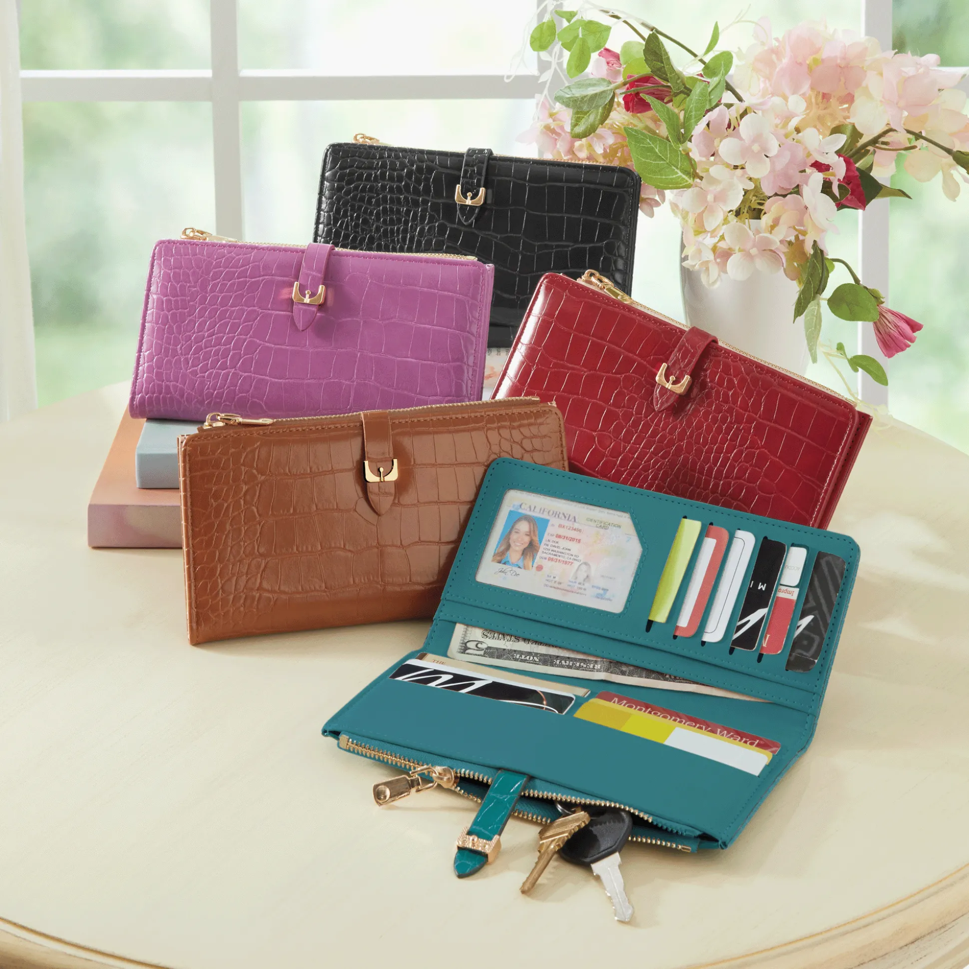 Women's Faux-Croco Wallet
