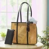 Woven Rattan Calypso Beach Tote with Clip-On Pouch